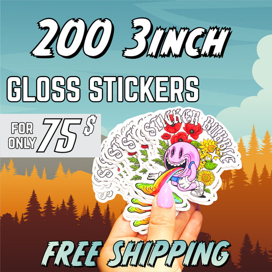 200 3” Split Back EZ Peel Custom Stickers – Only $75! Free shipping
