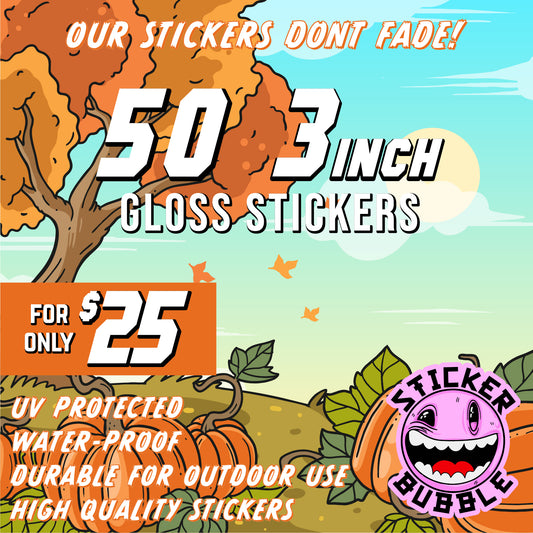 50 Premium Waterproof Stickers - Fall Special!