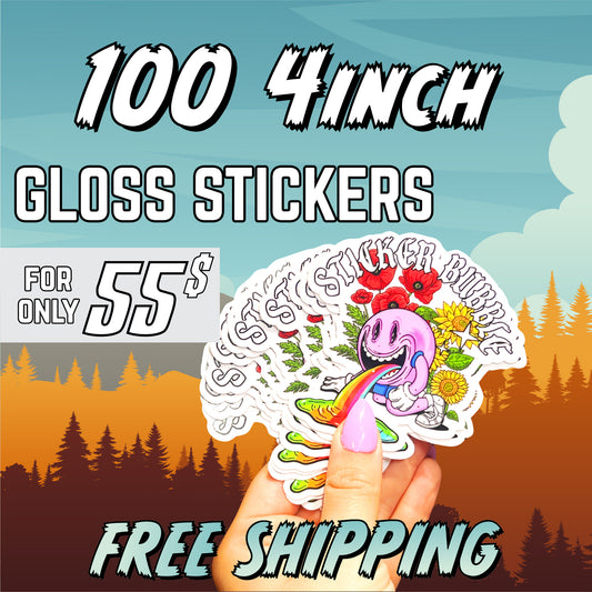100 4” Split Back EZ Peel Custom Stickers – Only $55! Free shipping